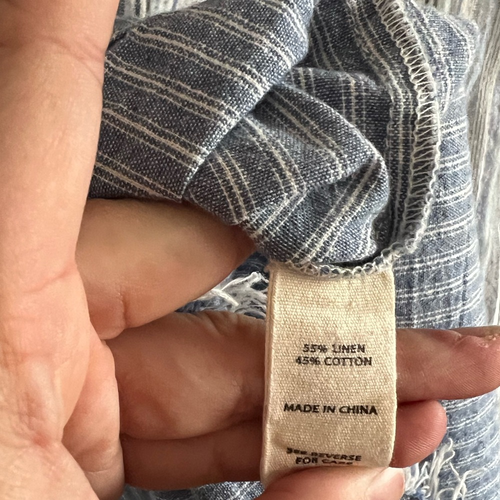 Gilded Intent Mixed Pattern Zip Up Collared Linen… - image 7